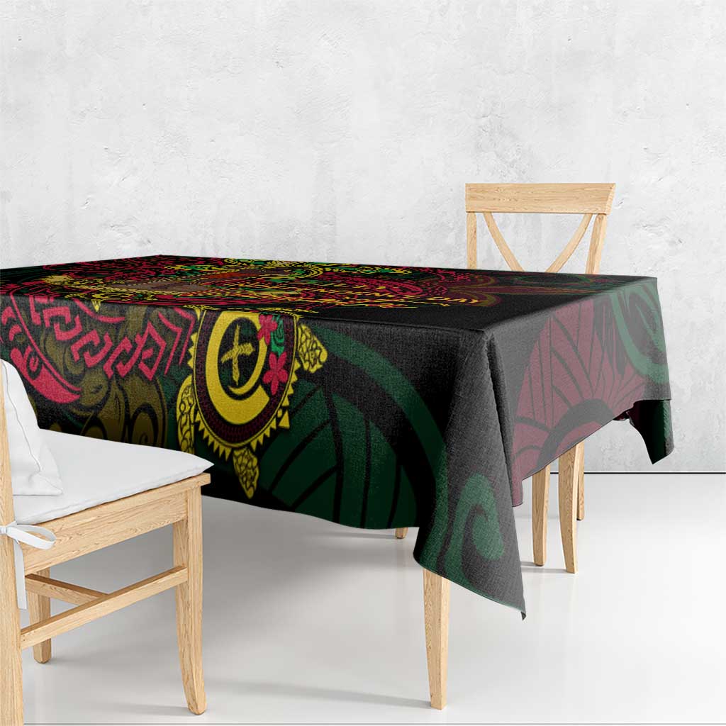 Vanuatu 45th Independence Anniversary Tablecloth Flower Melanesian Namele Turtle - Polynesian Pride