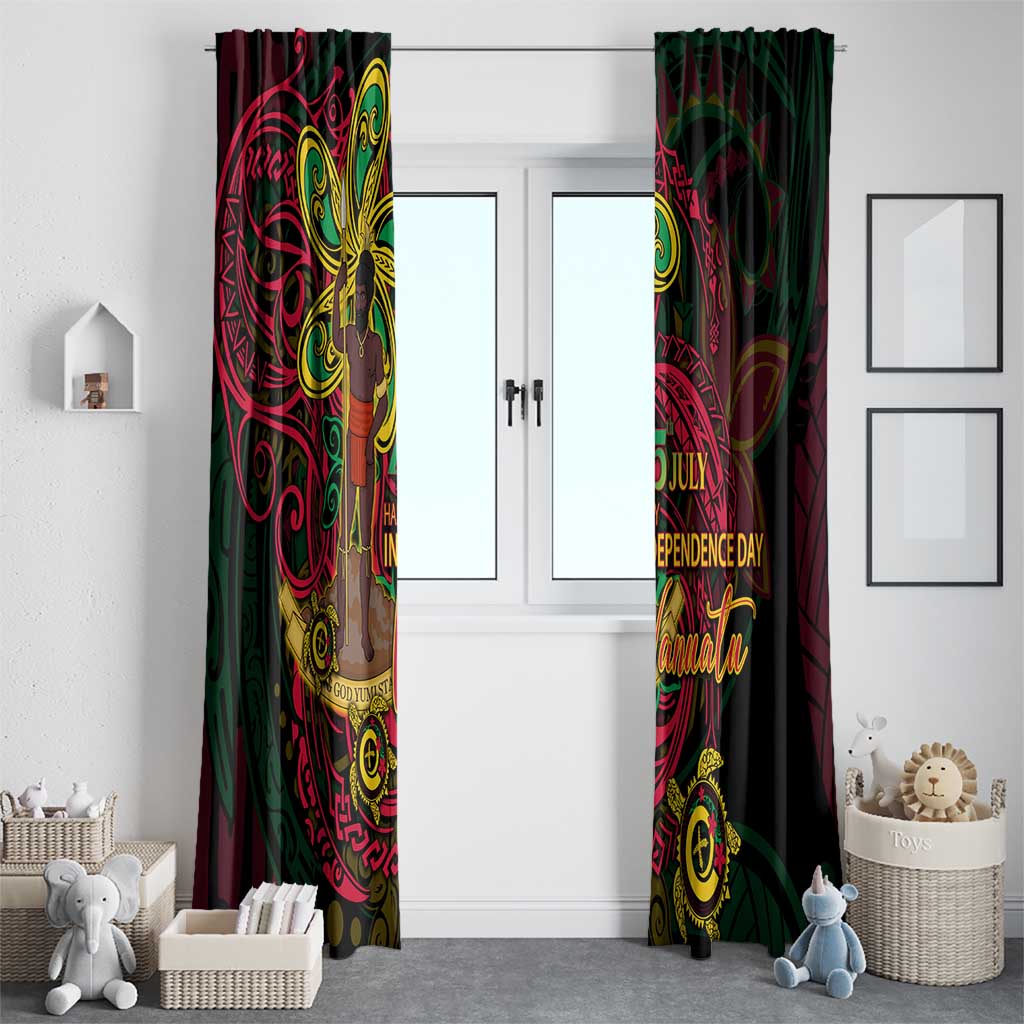 Vanuatu 45th Independence Anniversary Window Curtain Flower Melanesian Namele Turtle - Polynesian Pride