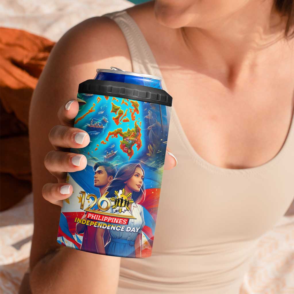 The Philippines 126th Independence Anniversary 4 in 1 Can Cooler Tumbler Art Style - Polynesian Pride