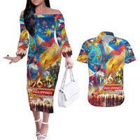 Custom The Philippines 126th Independence Anniversary Couples Matching Off The Shoulder Long Sleeve Dress and Hawaiian Shirt Art Style DT02 Art - Polynesian Pride