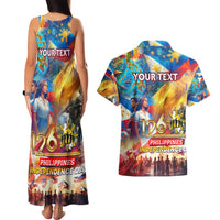Custom The Philippines 126th Independence Anniversary Couples Matching Tank Maxi Dress and Hawaiian Shirt Art Style DT02 - Polynesian Pride