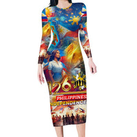 Custom The Philippines 126th Independence Anniversary Family Matching Long Sleeve Bodycon Dress and Hawaiian Shirt Art Style DT02 Mom's Dress Art - Polynesian Pride