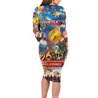 Custom The Philippines 126th Independence Anniversary Family Matching Long Sleeve Bodycon Dress and Hawaiian Shirt Art Style DT02 - Polynesian Pride