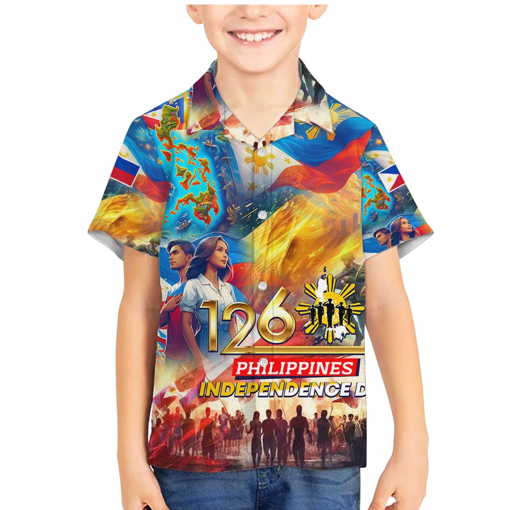 Custom The Philippines 126th Independence Anniversary Family Matching Mermaid Dress and Hawaiian Shirt Art Style DT02 Son's Shirt Art - Polynesian Pride