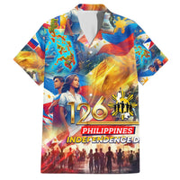 Custom The Philippines 126th Independence Anniversary Family Matching Short Sleeve Bodycon Dress and Hawaiian Shirt Art Style DT02 Dad's Shirt - Short Sleeve Art - Polynesian Pride
