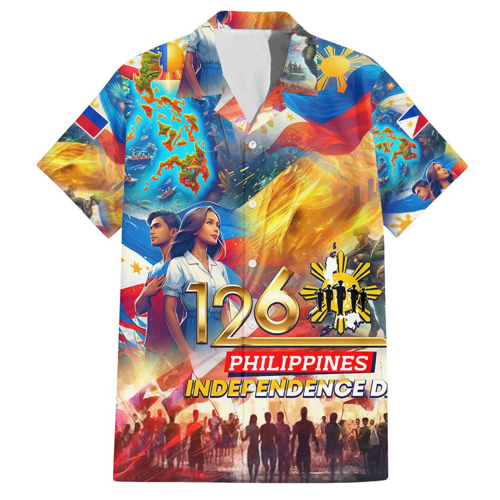 Custom The Philippines 126th Independence Anniversary Family Matching Summer Maxi Dress and Hawaiian Shirt Art Style DT02 Dad's Shirt - Short Sleeve Art - Polynesian Pride