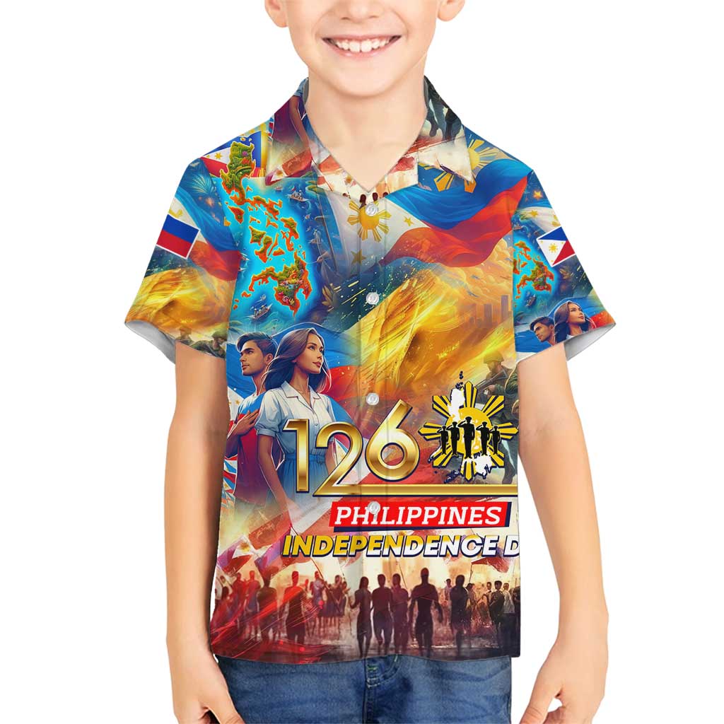 Custom The Philippines 126th Independence Anniversary Family Matching Tank Maxi Dress and Hawaiian Shirt Art Style DT02 Son's Shirt Art - Polynesian Pride