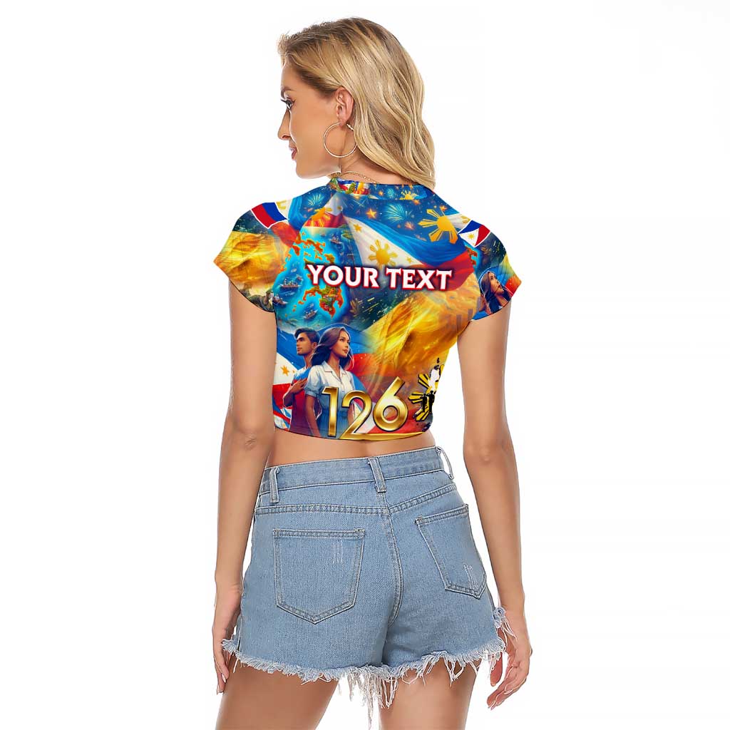 Custom The Philippines 126th Independence Anniversary Raglan Cropped T Shirt Art Style - Polynesian Pride