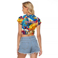 Custom The Philippines 126th Independence Anniversary Raglan Cropped T Shirt Art Style - Polynesian Pride
