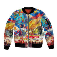 Custom The Philippines 126th Independence Anniversary Sleeve Zip Bomber Jacket Art Style DT02 Unisex Art - Polynesian Pride