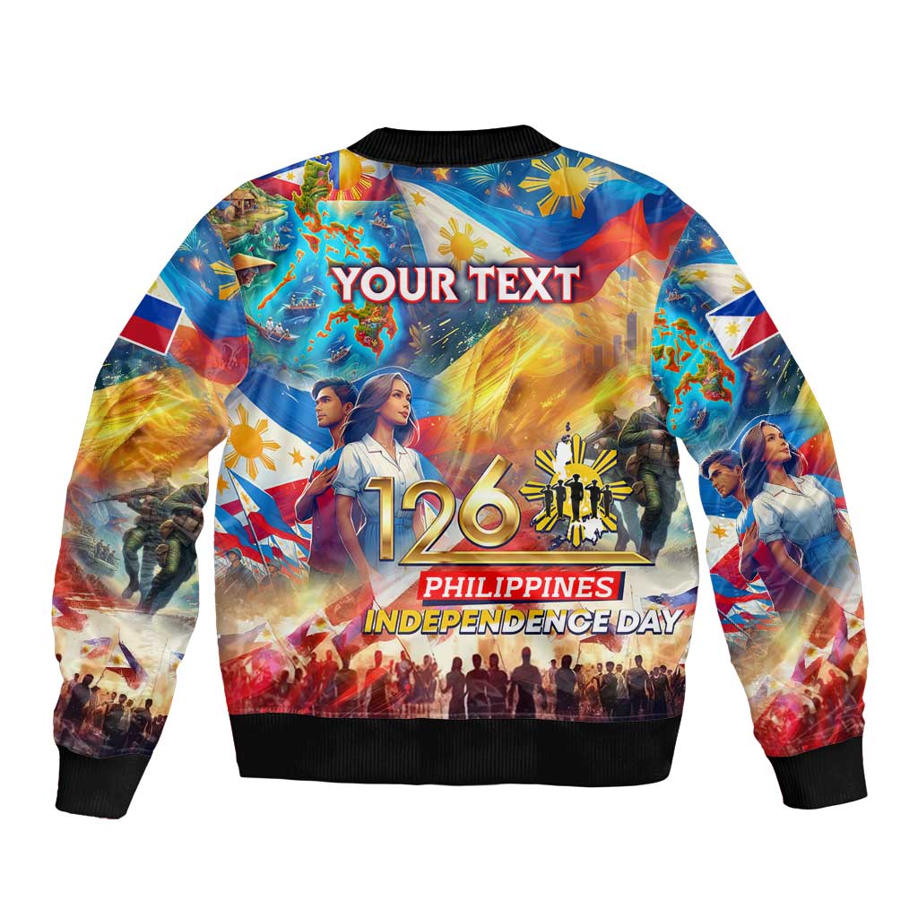 Custom The Philippines 126th Independence Anniversary Sleeve Zip Bomber Jacket Art Style DT02 - Polynesian Pride