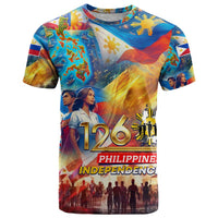 Custom The Philippines 126th Independence Anniversary T Shirt Art Style DT02 Art - Polynesian Pride