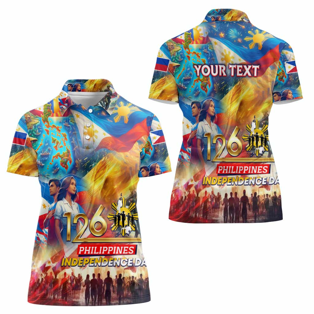 Custom The Philippines 126th Independence Anniversary Women Polo Shirt Art Style - Polynesian Pride