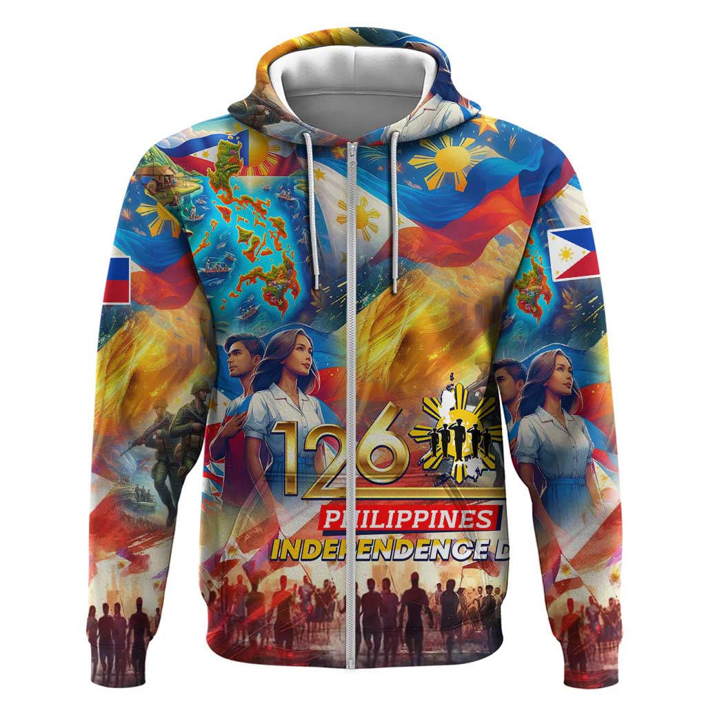 Custom The Philippines 126th Independence Anniversary Zip Hoodie Art Style DT02 Zip Hoodie Art - Polynesian Pride
