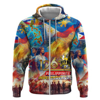 Custom The Philippines 126th Independence Anniversary Zip Hoodie Art Style DT02 Zip Hoodie Art - Polynesian Pride