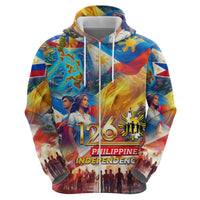 Custom The Philippines 126th Independence Anniversary Zip Hoodie Art Style DT02 - Polynesian Pride