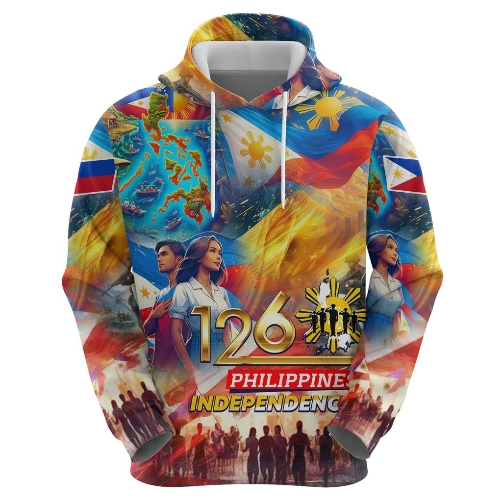 Custom The Philippines 126th Independence Anniversary Zip Hoodie Art Style DT02 - Polynesian Pride