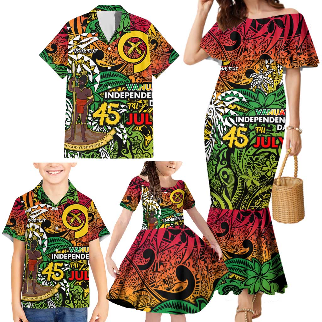 Personalized Vanuatu 45th Independence Anniversary Family Matching Mermaid Dress and Hawaiian Shirt Melanesian Pattern Reggae DT02 - Polynesian Pride