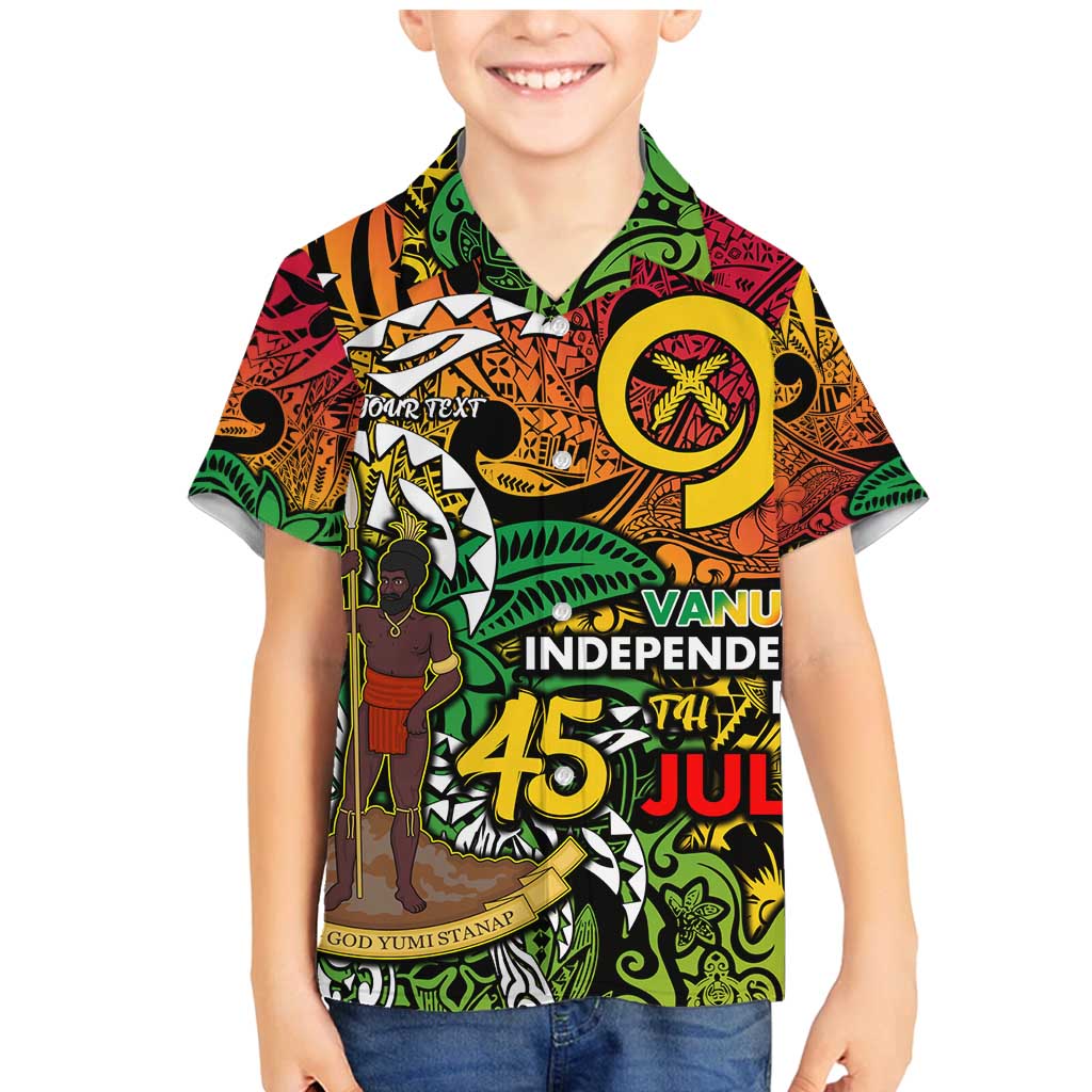 Personalized Vanuatu 45th Independence Anniversary Family Matching Mermaid Dress and Hawaiian Shirt Melanesian Pattern Reggae DT02 Son's Shirt Art - Polynesian Pride