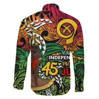 Personalized Vanuatu 45th Independence Anniversary Family Matching Off Shoulder Maxi Dress and Hawaiian Shirt Melanesian Pattern Reggae - Polynesian Pride