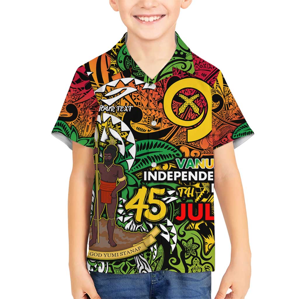 Personalized Vanuatu 45th Independence Anniversary Family Matching Off Shoulder Maxi Dress and Hawaiian Shirt Melanesian Pattern Reggae - Polynesian Pride