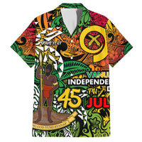 Personalized Vanuatu 45th Independence Anniversary Family Matching Puletasi and Hawaiian Shirt Melanesian Pattern Reggae - Polynesian Pride