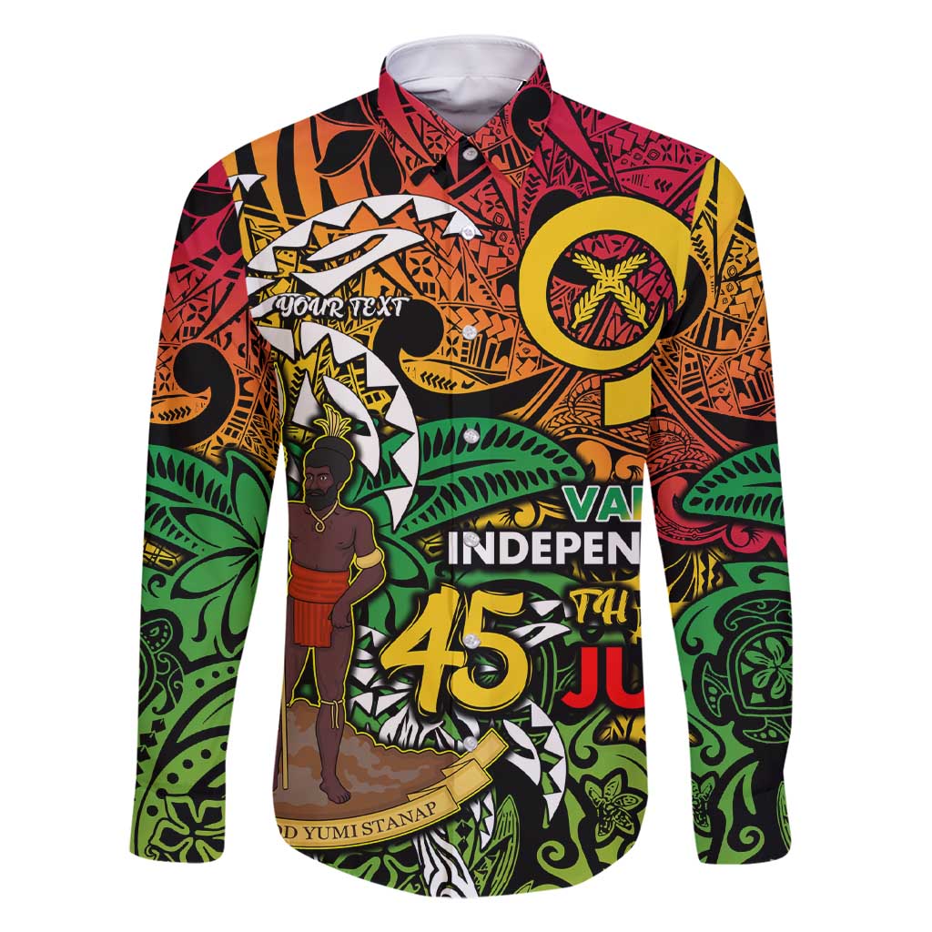 Personalized Vanuatu 45th Independence Anniversary Family Matching Short Sleeve Bodycon Dress and Hawaiian Shirt Melanesian Pattern Reggae DT02 Dad's Shirt - Long Sleeve Art - Polynesian Pride