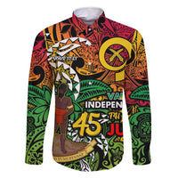 Personalized Vanuatu 45th Independence Anniversary Family Matching Tank Maxi Dress and Hawaiian Shirt Melanesian Pattern Reggae DT02 Dad's Shirt - Long Sleeve Art - Polynesian Pride