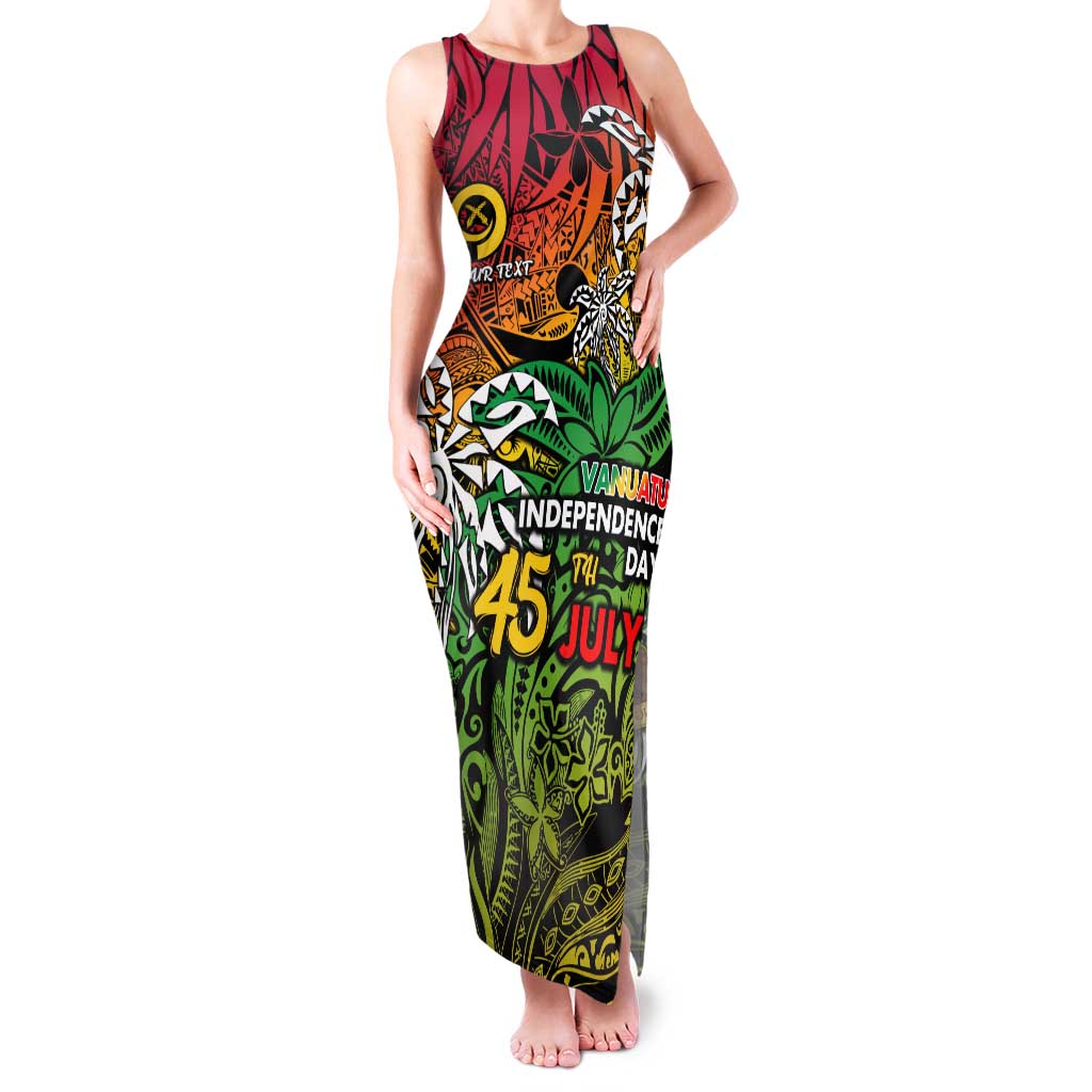 Personalized Vanuatu 45th Independence Anniversary Family Matching Tank Maxi Dress and Hawaiian Shirt Melanesian Pattern Reggae DT02 Mom's Dress Art - Polynesian Pride