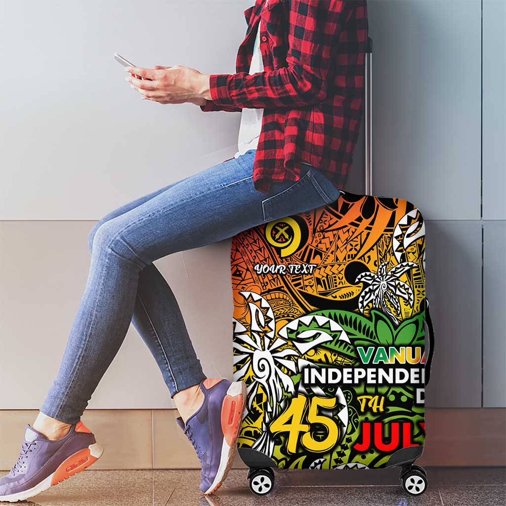 Personalized Vanuatu 45th Independence Anniversary Luggage Cover Melanesian Pattern Reggae - Polynesian Pride