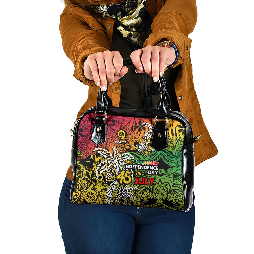 Personalized Vanuatu 45th Independence Anniversary Shoulder Handbag Melanesian Pattern Reggae - Polynesian Pride