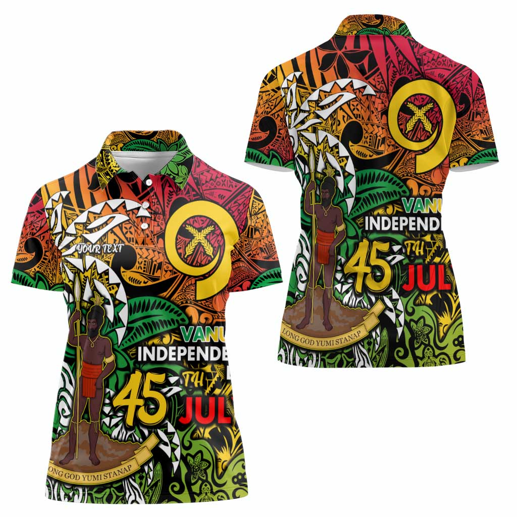 Personalized Vanuatu 45th Independence Anniversary Women Polo Shirt Melanesian Pattern Reggae - Polynesian Pride