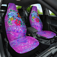 Dolphin Polynesia Car Seat Cover Hibiscus Tropical Wave - Purple Vibes DT02 One Size Purple - Polynesian Pride