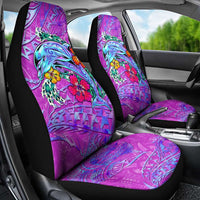 Dolphin Polynesia Car Seat Cover Hibiscus Tropical Wave - Purple Vibes DT02 - Polynesian Pride