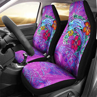 Dolphin Polynesia Car Seat Cover Hibiscus Tropical Wave - Purple Vibes DT02 - Polynesian Pride