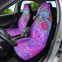 Dolphin Polynesia Car Seat Cover Hibiscus Tropical Wave - Purple Vibes DT02 - Polynesian Pride