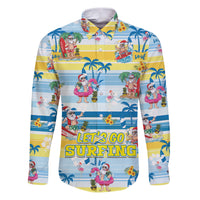 Surfing Christmas Family Matching Puletasi Dress and Hawaiian Shirt Tropical Santa Let's Go Surfing DT02 Dad's Shirt - Long Sleeve Art - Polynesian Pride