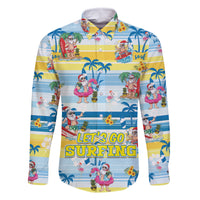 Surfing Christmas Family Matching Summer Maxi Dress and Hawaiian Shirt Tropical Santa Let's Go Surfing DT02 Dad's Shirt - Long Sleeve Art - Polynesian Pride