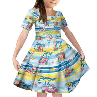 Surfing Christmas Kid Short Sleeve Dress Tropical Santa Let's Go Surfing DT02 KID Art - Polynesian Pride