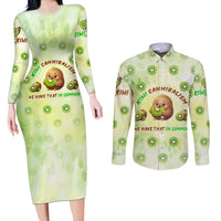 Kiwi Cannibalism Couples Matching Long Sleeve Bodycon Dress and Long Sleeve Button Shirt New Zealand Kiwi Cute Bird Funny DT02 Green - Polynesian Pride