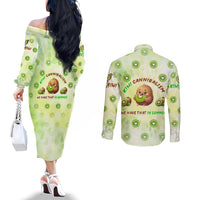 Kiwi Cannibalism Couples Matching Off The Shoulder Long Sleeve Dress and Long Sleeve Button Shirt New Zealand Kiwi Cute Bird Funny DT02 - Polynesian Pride