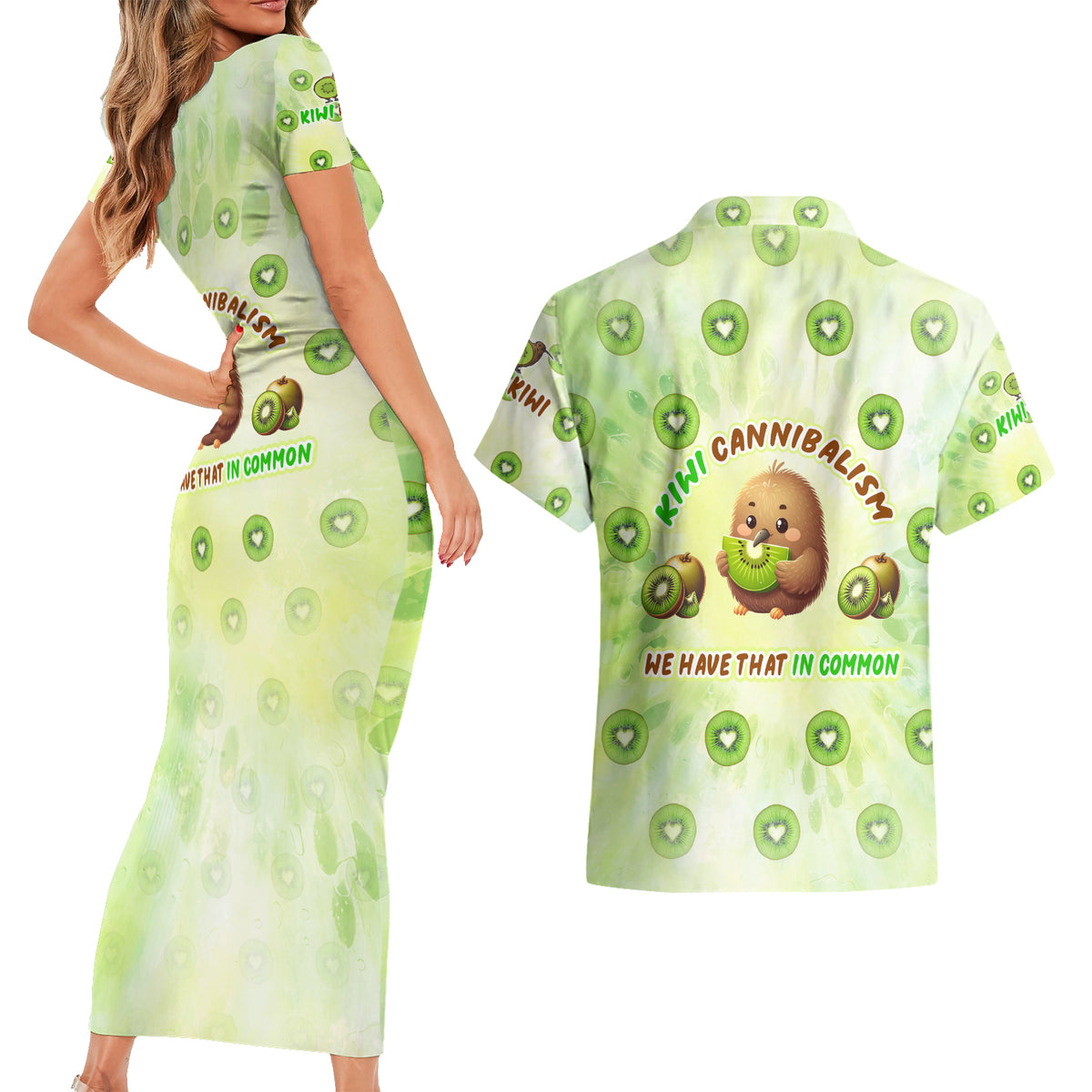 Kiwi Cannibalism Couples Matching Short Sleeve Bodycon Dress and Hawaiian Shirt New Zealand Kiwi Cute Bird Funny DT02 - Polynesian Pride