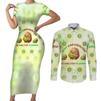 Kiwi Cannibalism Couples Matching Short Sleeve Bodycon Dress and Long Sleeve Button Shirt New Zealand Kiwi Cute Bird Funny DT02 Green - Polynesian Pride