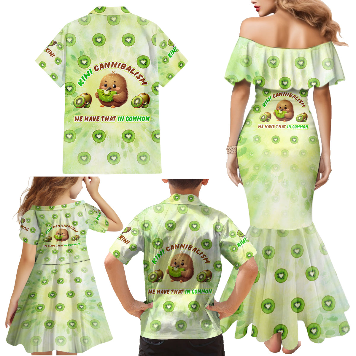 Kiwi Cannibalism Family Matching Mermaid Dress and Hawaiian Shirt New Zealand Kiwi Cute Bird Funny DT02 - Polynesian Pride