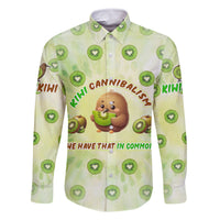 Kiwi Cannibalism Family Matching Mermaid Dress and Hawaiian Shirt New Zealand Kiwi Cute Bird Funny DT02 Dad's Shirt - Long Sleeve Green - Polynesian Pride