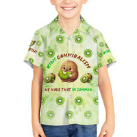 Kiwi Cannibalism Family Matching Off The Shoulder Long Sleeve Dress and Hawaiian Shirt New Zealand Kiwi Cute Bird Funny DT02 Son's Shirt Green - Polynesian Pride