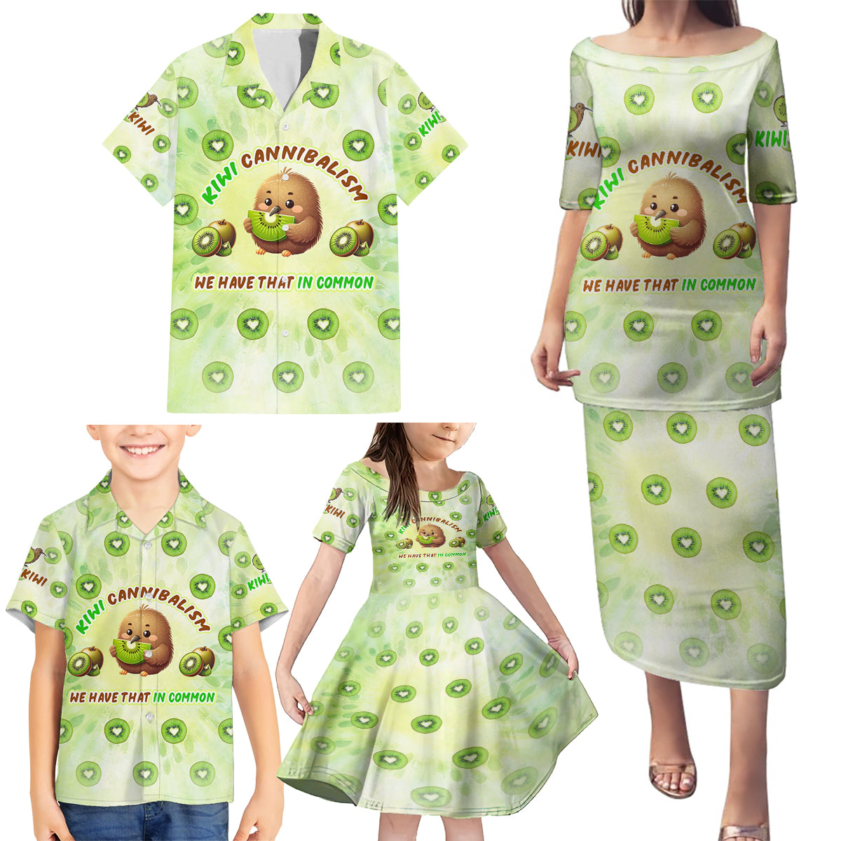 Kiwi Cannibalism Family Matching Puletasi and Hawaiian Shirt New Zealand Kiwi Cute Bird Funny DT02 - Polynesian Pride
