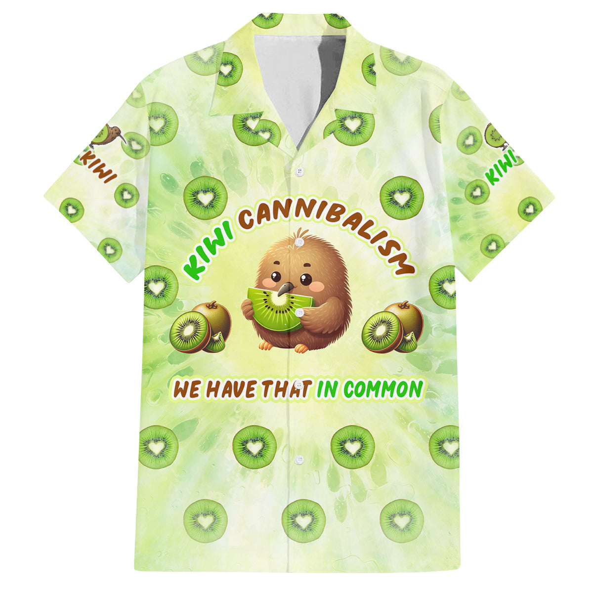 Kiwi Cannibalism Family Matching Summer Maxi Dress and Hawaiian Shirt New Zealand Kiwi Cute Bird Funny DT02 Dad's Shirt - Short Sleeve Green - Polynesian Pride