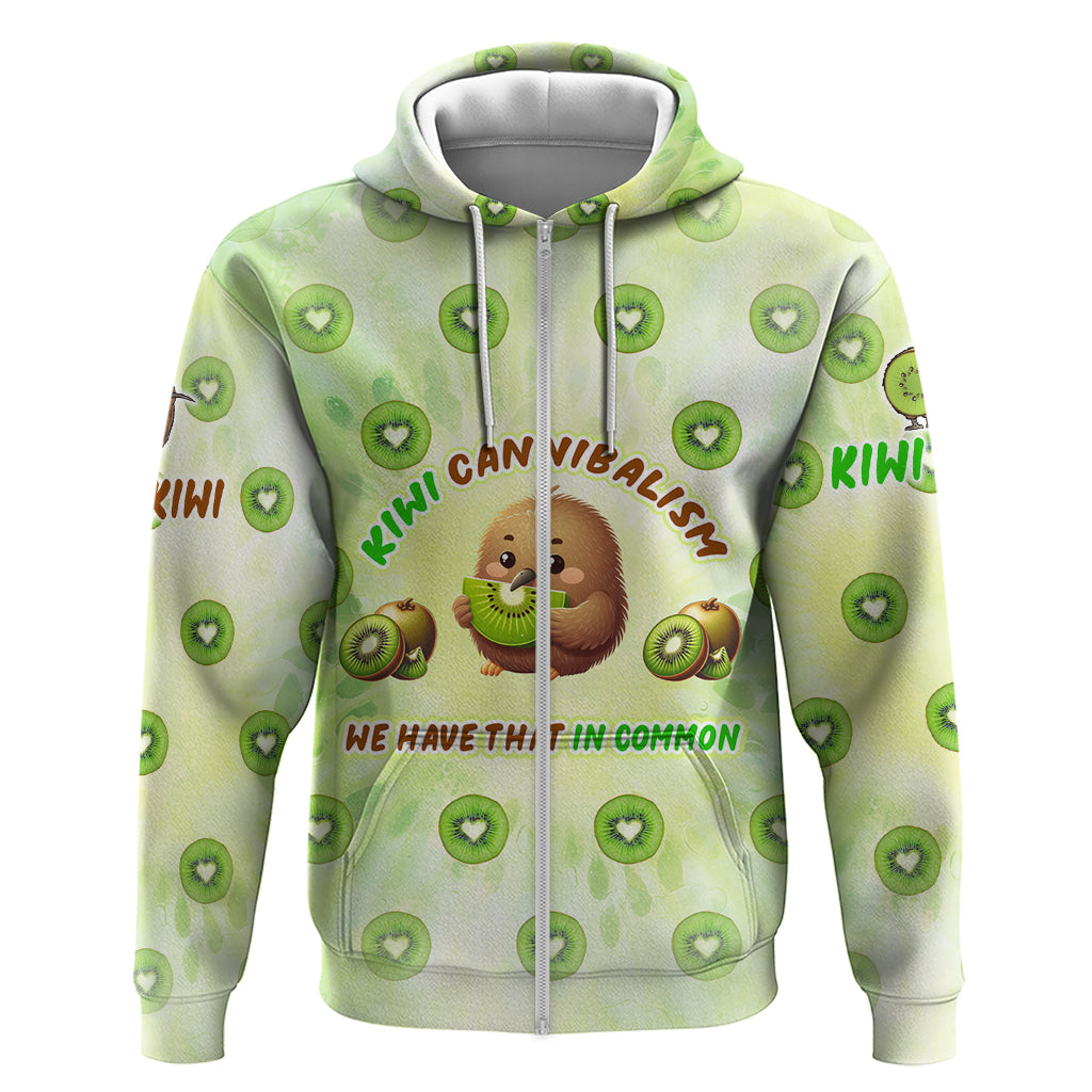 Kiwi Cannibalism Hoodie New Zealand Kiwi Cute Bird Funny DT02 Zip Hoodie Green - Polynesian Pride