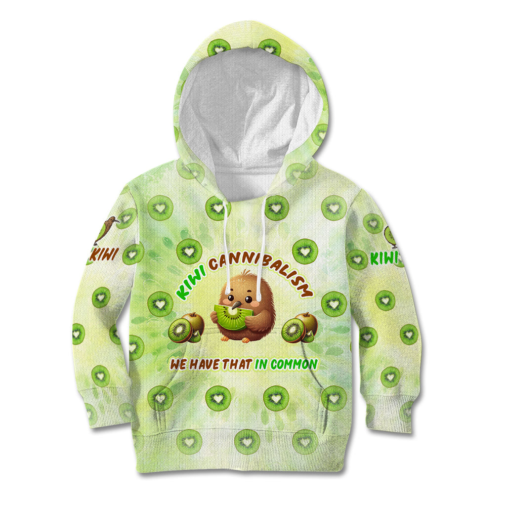 Kiwi Cannibalism Kid Hoodie New Zealand Kiwi Cute Bird Funny DT02 Hoodie Green - Polynesian Pride